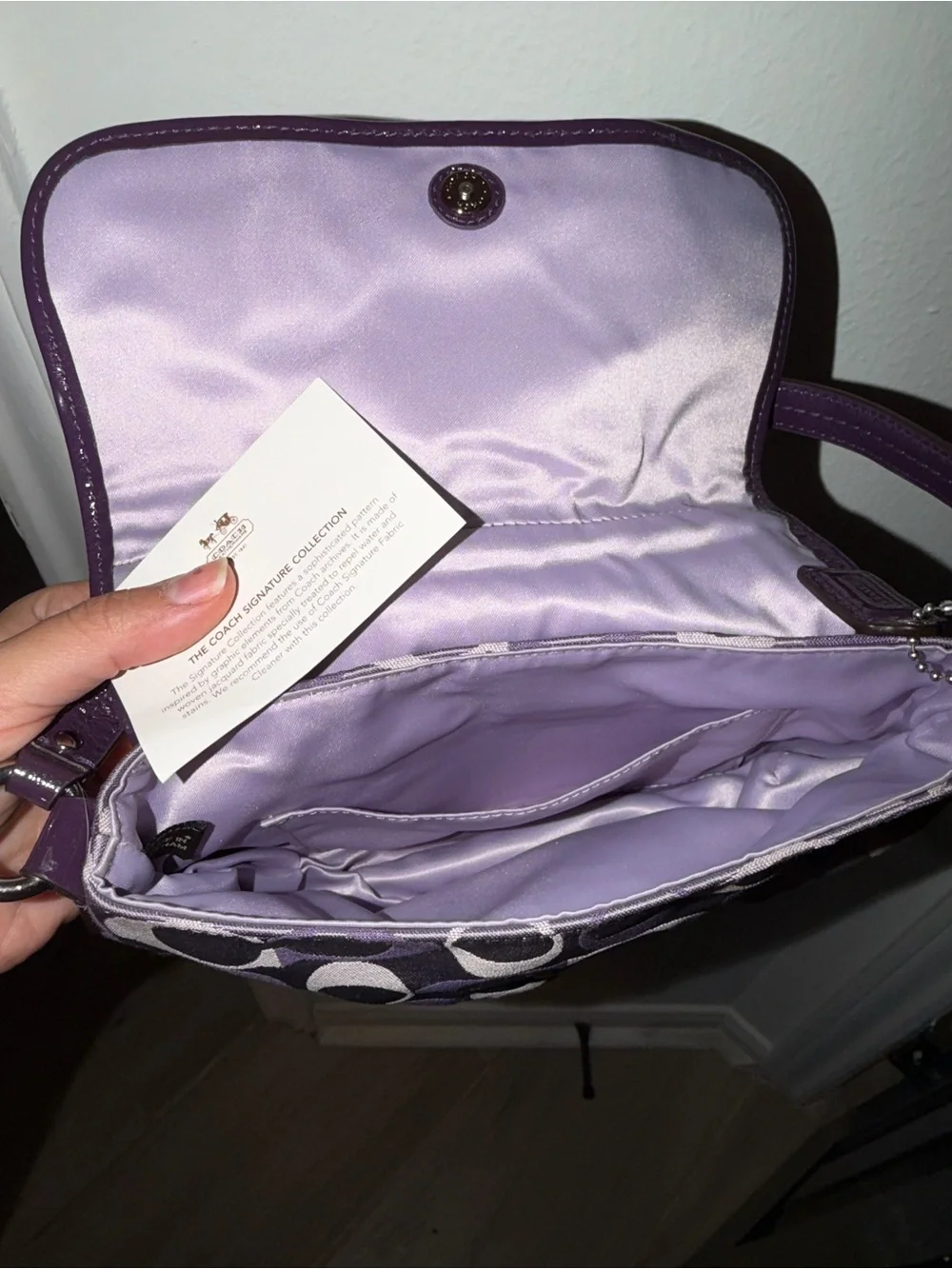 PRISTINE Vintage Y2K Coach Optic Purple Signature Flap Bag - 9x6 Baguette
